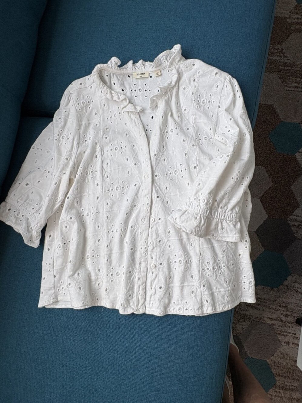 Sundance White Eyelet Cotton Blouse